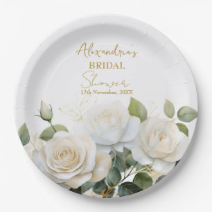 Assiettes En Carton Roses blanches de mariage personnalisées