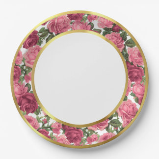 Assiettes En Carton Roses de jardin victoriennes rose antique et rose