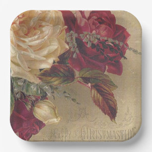 Assiettes En Carton Roses de Noël victoriennes