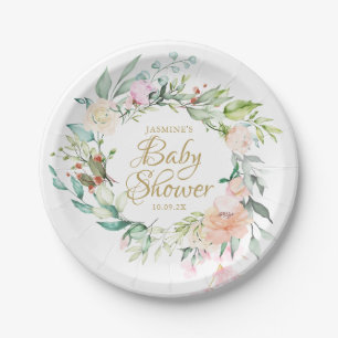 Assiettes En Carton Roses des Bois pour Baby Shower / Sprinkle de Coup