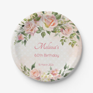 Assiettes En Carton Roses pastel rose pâle