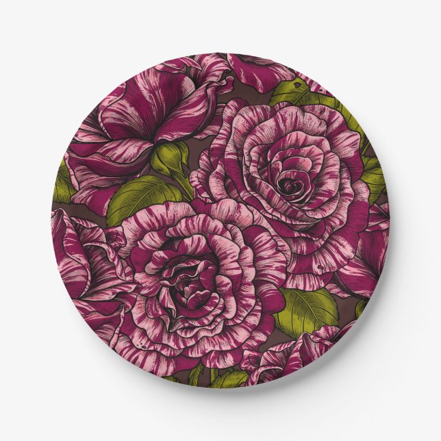 Assiettes En Carton Roses pour vous (Devant)