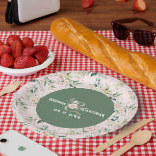 Assiettes En Carton Roses rose pastel aquarelles sans couture motif pa