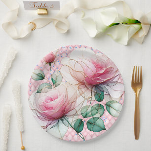 Assiettes En Carton Roses roses de chiffon