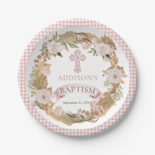 Assiettes En Carton Roses roses Herbes séchées Flora Girl Baptism