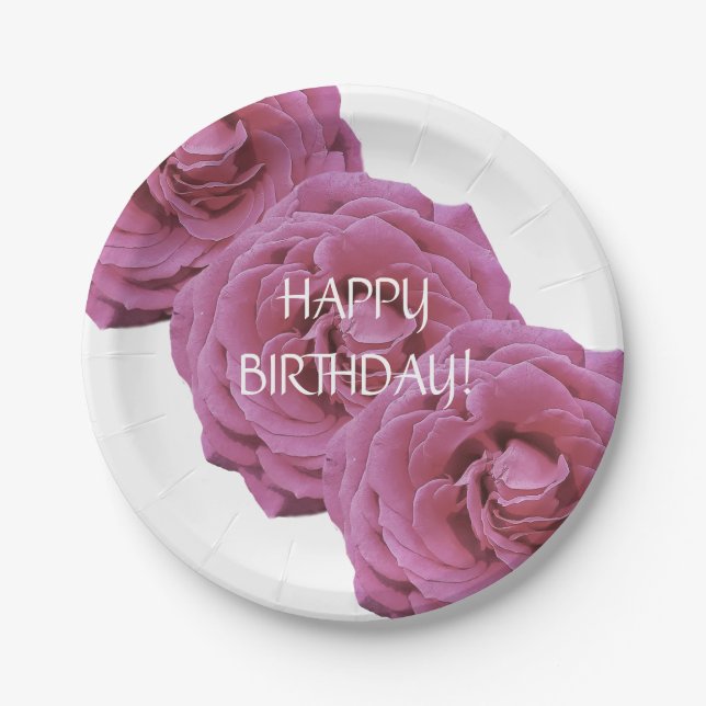 Assiettes En Carton Roses roses rose Plaque de papier d'anniversaire (Devant)