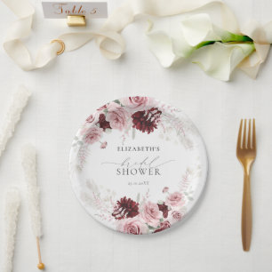 Assiettes En Carton Roses roses roses roses Bourgogne rose floral fête
