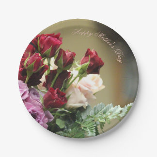 Assiettes En Carton Roses rouge et violet