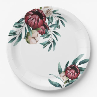 Assiettes En Carton Roses rouges Eau Arrière - plan blanche Élégant Sc