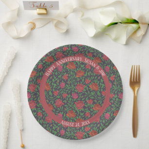 Assiettes En Carton Roses rouges et fuchsia parfaites de style gothiqu