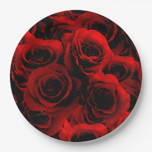 Assiettes En Carton Roses rouges foncées Pour vous Plaque