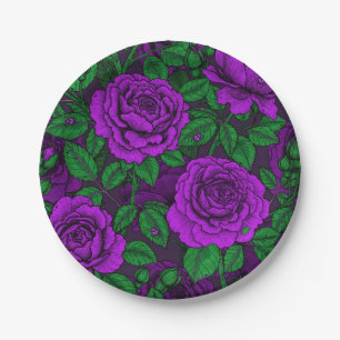 Assiettes En Carton Roses violets