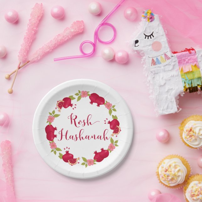 Assiettes En Carton Rosh Hashanah Nouvelle année Fleur de grenade (Fête)