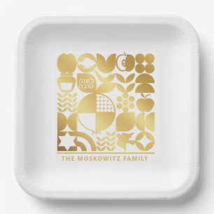 Assiettes En Carton Rosh Hashanah Plaque de nouvel an juive moderne