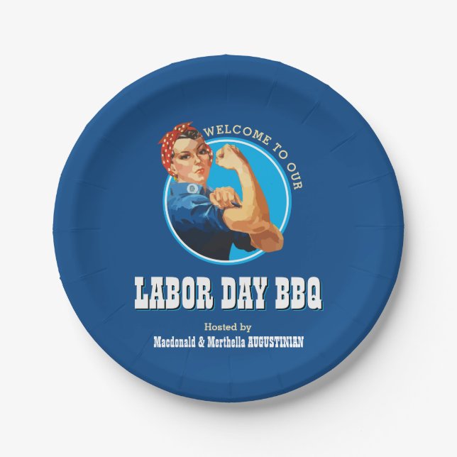 Assiettes En Carton Rosie Riveter LABOR DAY BBQ (Devant)