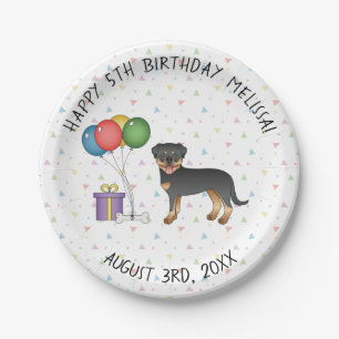 Assiettes En Carton Rottweiler noir et feu dessin animé - Anniversaire
