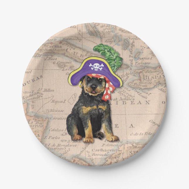 Assiettes En Carton Rottweiler Pirate (Devant)
