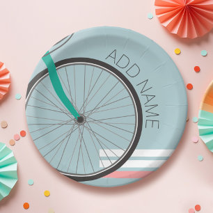 Assiettes En Carton Roue à bicyclette Hipster avec nom