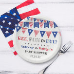 Assiettes En Carton Rouge, Blanc & Due ! baby shower 4 juillet<br><div class="desc">Célébrez dans le style avec ces assiettes en papier baby shower à la mode 4 juillet. Le design est facile à personnaliser avec votre propre libellé et votre famille et vos amis seront ravis de voir ces fabuleuses assiettes de fête. Les éléments correspondants se trouvent dans la collection.</div>