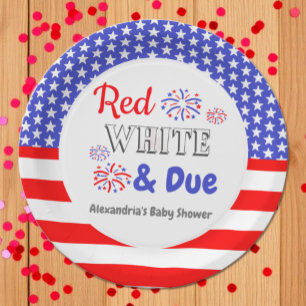 Assiettes En Carton Rouge blanc et Baby shower dû
