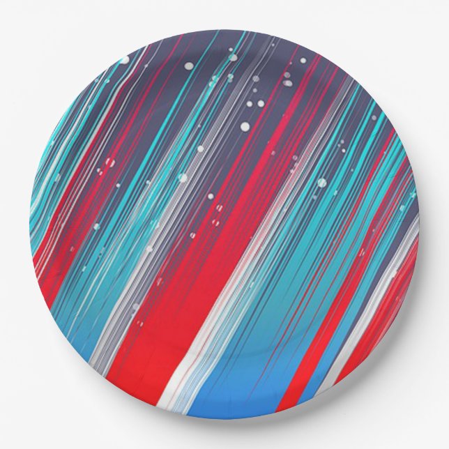 Assiettes En Carton Rouge, blanc et bleu (Devant)