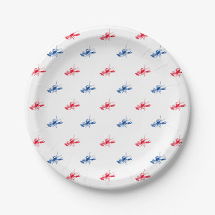 Assiettes En Carton Rouge blanc homard motif Patriotique