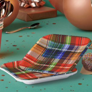 Assiettes En Carton Rouge Bleu Vert Jaune Carreaux Tartan Design