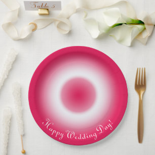 Assiettes En Carton Rouge d'été vif et dégradé ombré blanc