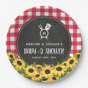 Assiettes En Carton Rouge En vichy Sunflowers Chalkboard Baby-Q Douche