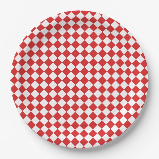 Assiettes En Carton Rouge et blanc (Devant)