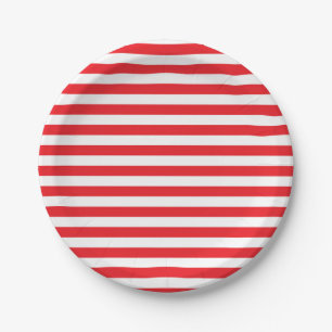 Assiettes En Carton Rouge et blanc barre les plaques à papier