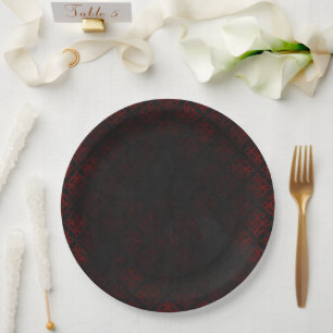 Assiettes En Carton Rouge et noir Grunge gothique