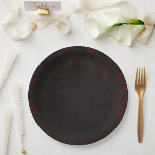 Assiettes En Carton Rouge et noir Grunge gothique