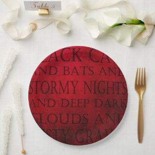 Assiettes En Carton Rouge et noir Grunge gothique