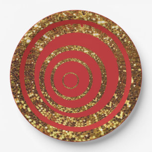 Assiettes En Carton Rouge et plats de point de remous et de polka de