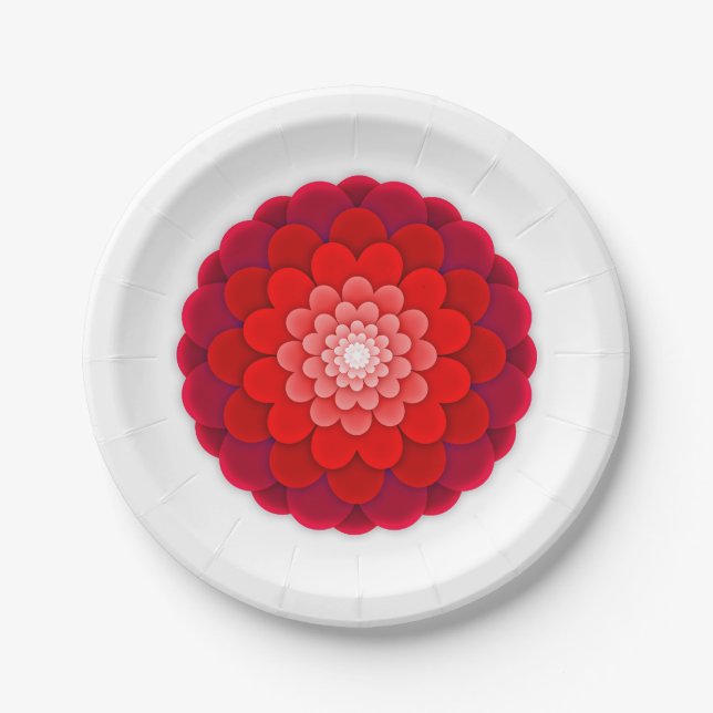 Assiettes En Carton Rouge Floral Mandala-58566 (Devant)