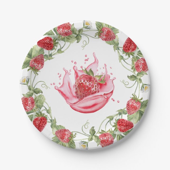 Assiettes En Carton Rouge Fraise (Devant)