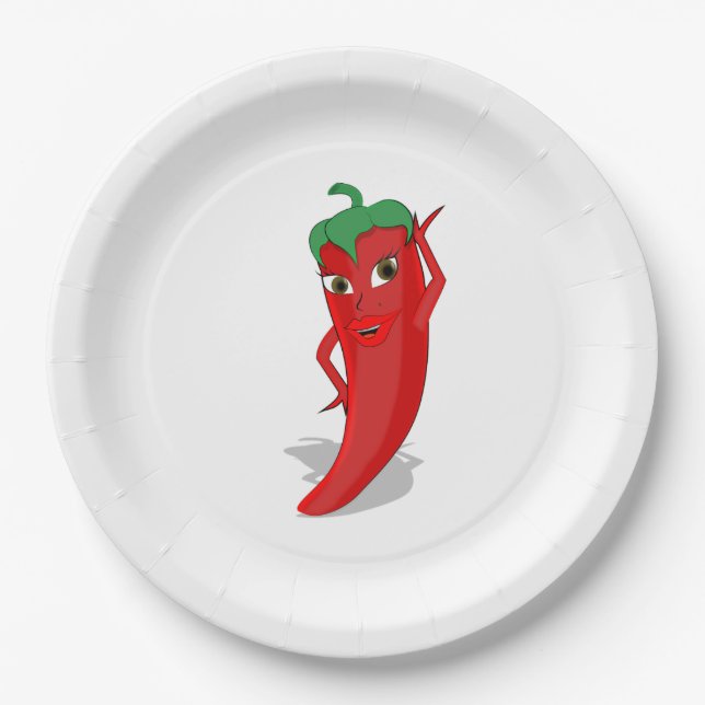 Assiettes En Carton Rouge Hot Pepper Diva Classic (Devant)