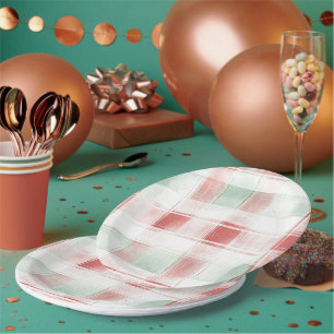 Assiettes En Carton Rouge Menthe Poivre de Menthe Mocha Carreaux Rayur
