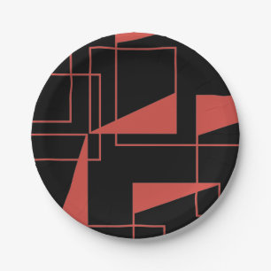 Assiettes En Carton Rouge, moderne, dynamique, motif géométrique tenda
