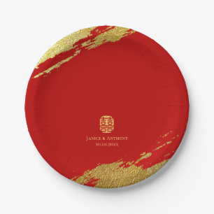 Assiettes En Carton Rouge or chinois calligraphie bracelet mariage