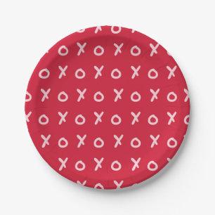 Assiettes En Carton Rouge & Rose Clair X O XO XO's Tendance Mignon