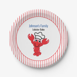 Assiettes En Carton Rouge Smiler Homard mignon Cartoon Chef Casquette