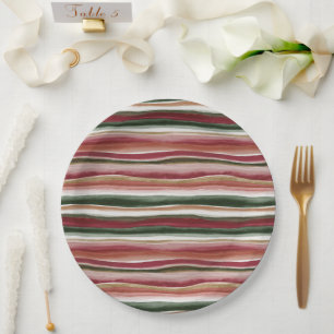Assiettes En Carton Rouge Vert Rose Blanc Or Rayures Enterrement de Vi