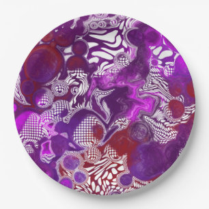 Assiettes En Carton Rouge violet Abstrait Marbre moderne Fluid Art