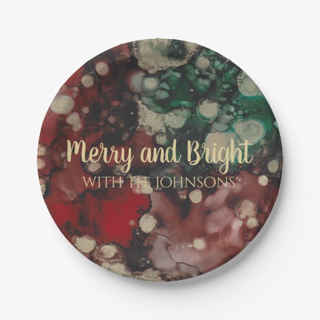 Assiettes En Carton Rouges et or de Noël (Devant)