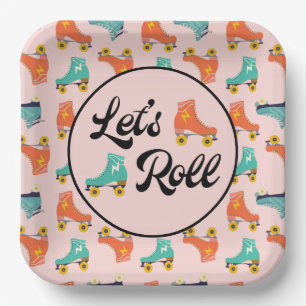 Assiettes En Carton Roulons Rouleau Patinage Plaques papier d'annivers