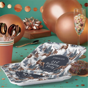 Assiettes En Carton Roustique Woodsy Deer   Fête du 21e anniversaire 