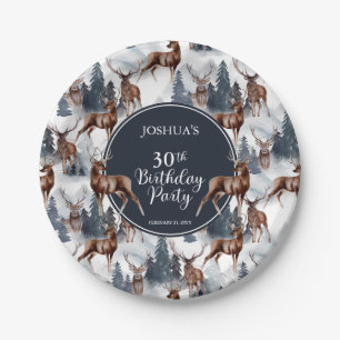 Assiettes En Carton Roustique Woodsy Deer Forêt 30e fête d'anniver