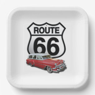 Assiettes En Carton Route 66 Plaque papier carré